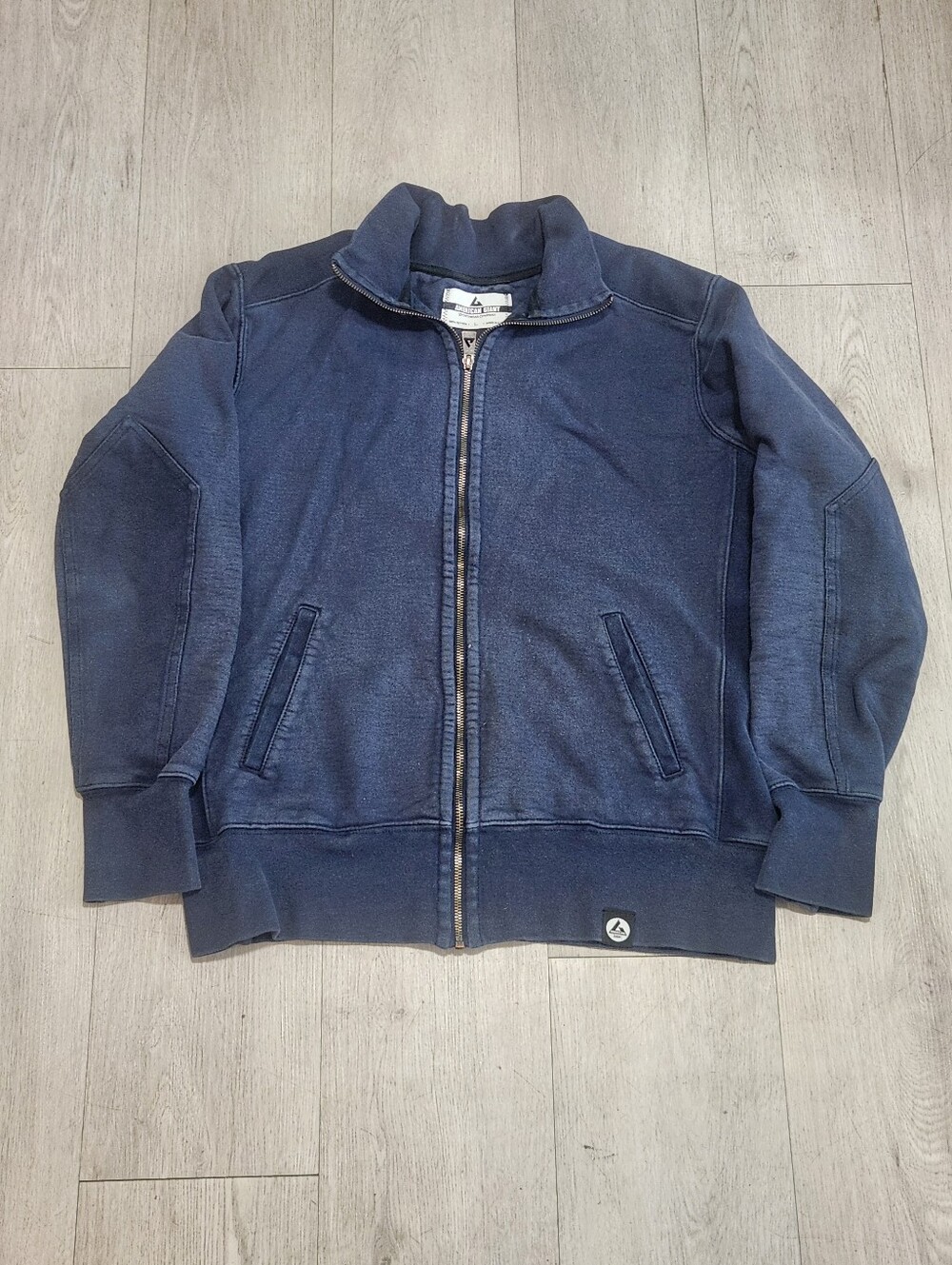 American Giant Heavyweight Moto Full Zip Sweatshirt Navy Large Made in USA